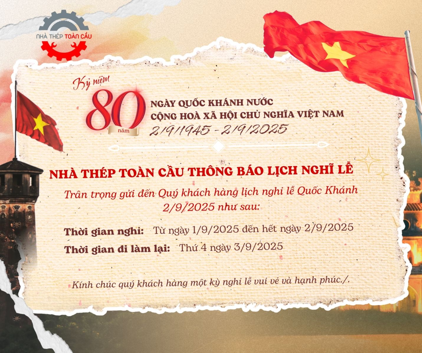 lễ quốc khánh nhà thép toàn cầu