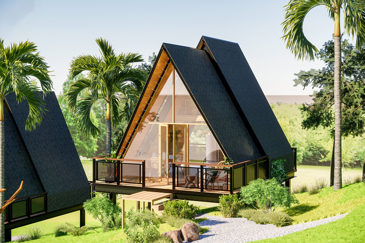 Mẫu nhà bungalow mái tam giác
